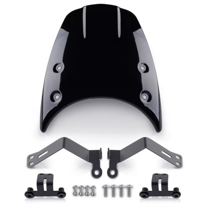 Motorkerékpár szélvédő, TopX, BMW R Nine T Ninet R9T 2014-2023-hoz, csavarokkal, fekete