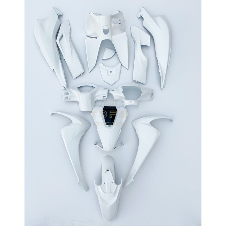 Set 14 piese caroserie moto, TopX pentru Honda NSC 110 Vision, Alb Perla, 2021