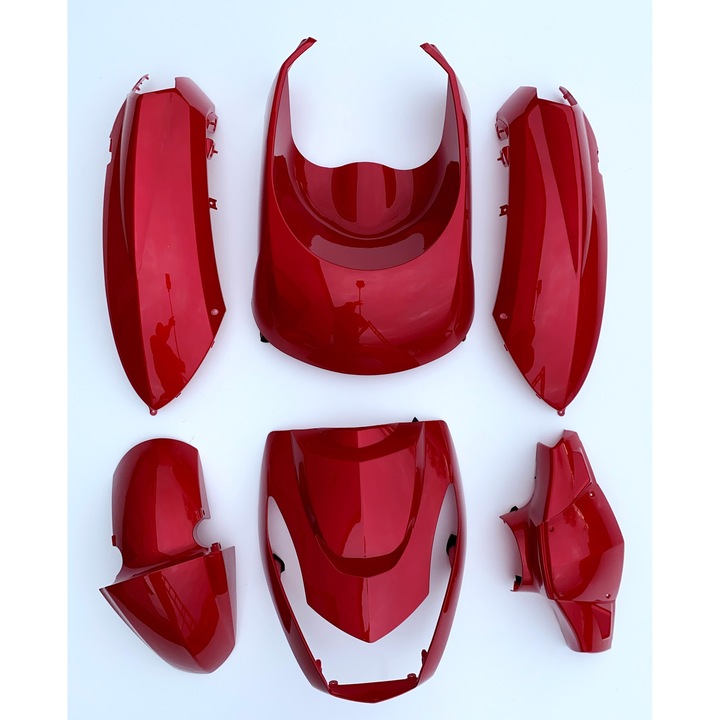 7 darabos karosszéria-/motorvédő készlet, TopX, Peugeot Kisbee 50 gyöngyház metálpiros 2011-2024