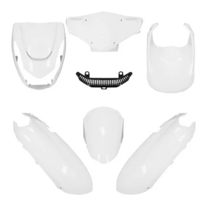 Set 7 piese caroserie TopX pentru Peugeot Kisbee 50 alb metalic perlat 2011-2024