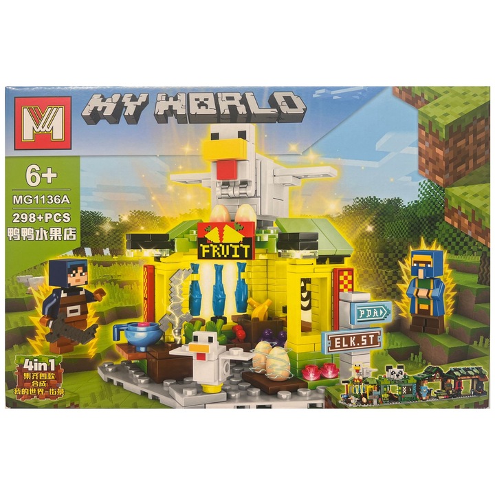 MG Építőkészlet, Minecraft Az én világom 4 az 1-ben, 298 darabos
