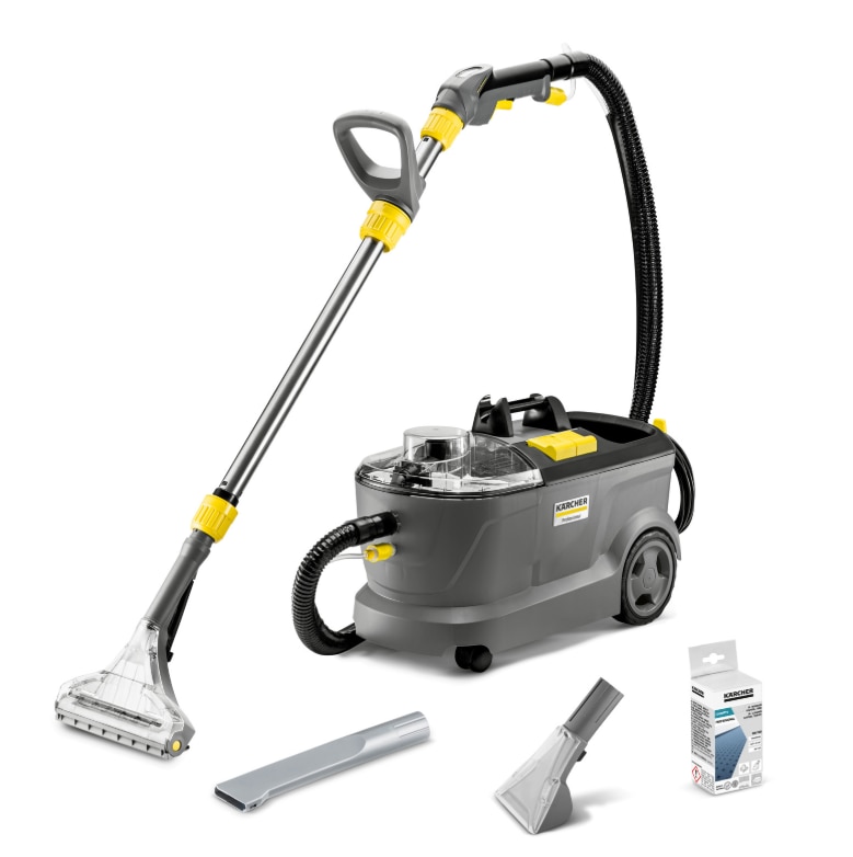 Aspirator de curatat cu injectie-extractie Karcher Puzzi 10/1, 74l/s, Vid - 254mBar, 1250W Turbina, 50W Pompa Gri