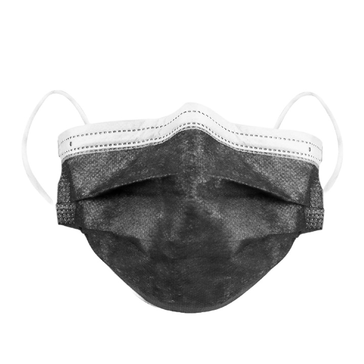 Set 50 masti medicale faciale de protectie, 3 straturi, de unica folosinta, nesterile, negre, Schulzer