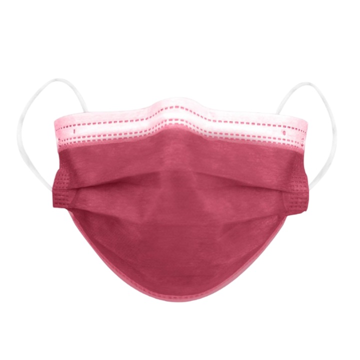 Set 50 masti medicale faciale de protectie, 3 straturi, de unica folosinta, nesterile, burgundy, Schulzer