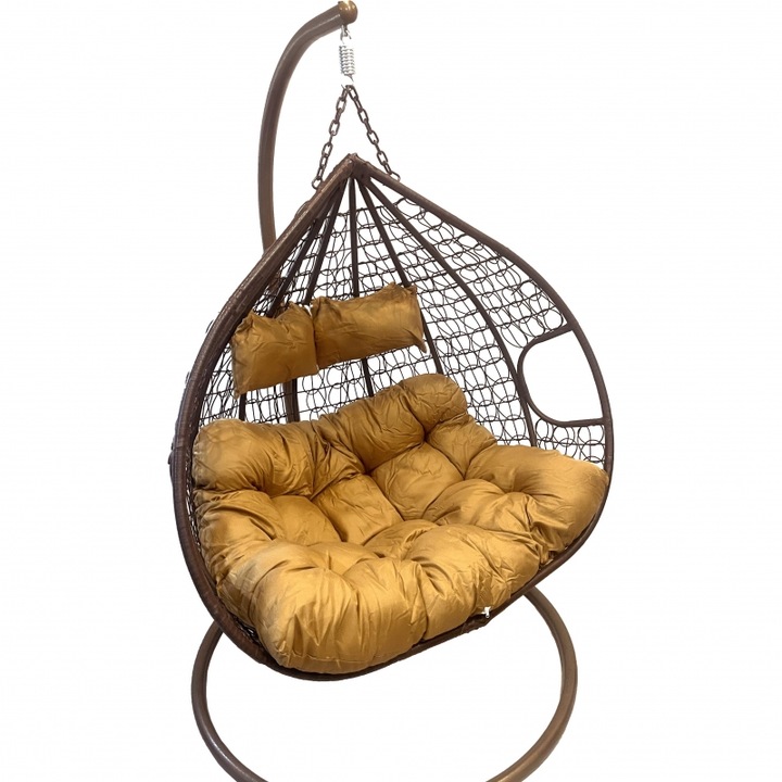 Leagan tip cuib DeHome® Joy 500, dublu cu suport si perna incluse, greutate suportata 200 kg