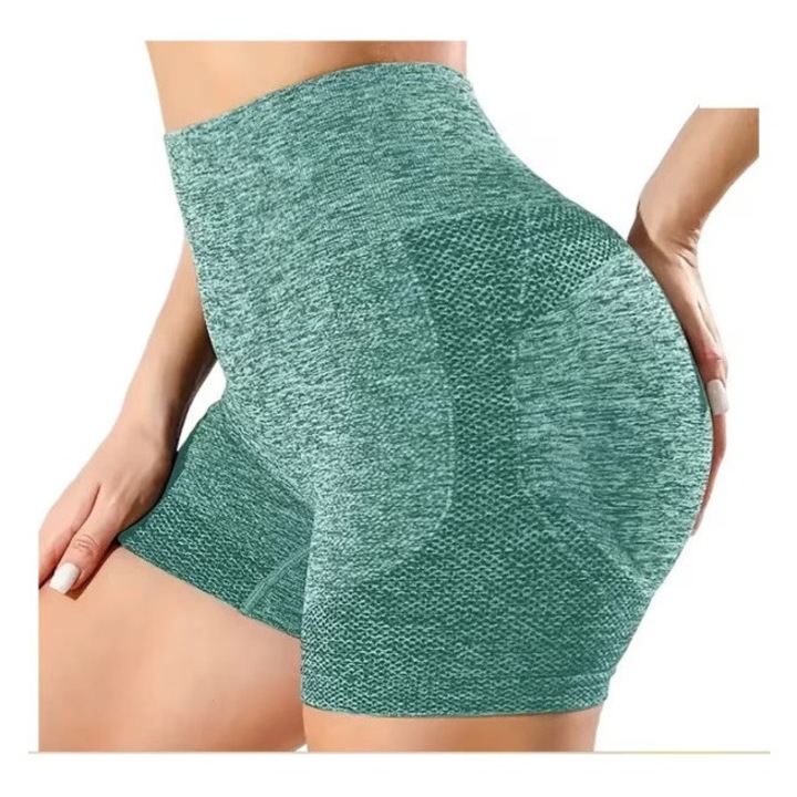 Pantaloni Scurti pentru Yoga, cu talie inalta, foarte elastici, pentru Fitness, Alergare, Verde, One Size