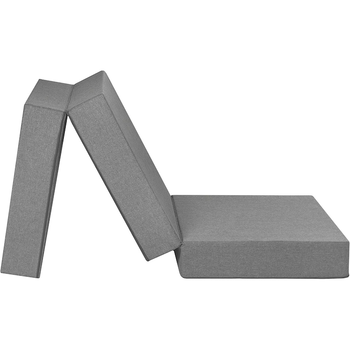 Сгъваем матрак, CEDA HOME, 195x75x15 см, Сив, мека до средна твърдост, свалящ се и перящ се калъф, 15 см пяна