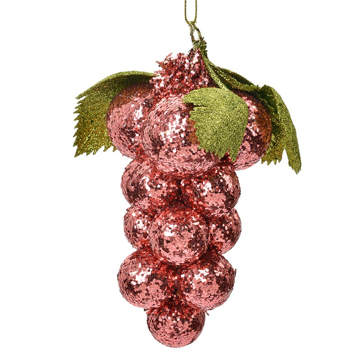 Set 3 ornamente brad Struguri roz verzi 8x8x14 cm