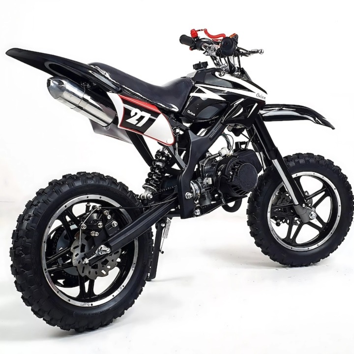 Macvi® 49cc кросов мотоциклет за деца с дебели колела, лесен старт и бензинов двигател, идеален за офроуд, черен
