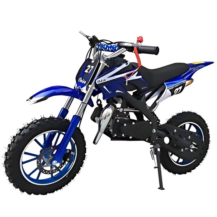 Macvi® 49cc кросов мотоциклет за деца с дебели колела, лесен старт и бензинов двигател, идеален за офроуд, син