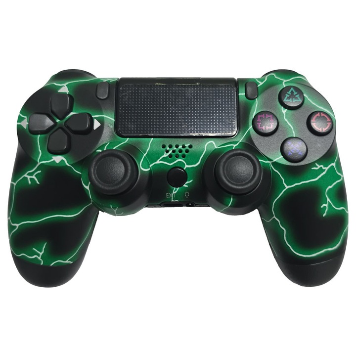 Doubleshock vezeték nélküli vezérlő, NEXTLY, PS4, PSTV és PS Now kompatibilis, rezgésekkel, villámdizájnnal, zöld villámmal