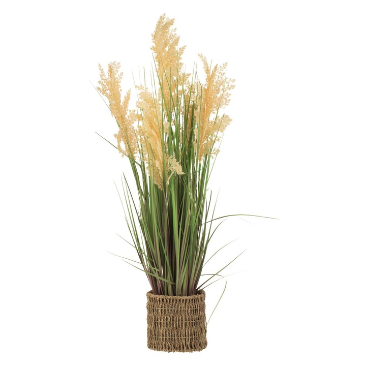 Ghiveci decorativ cu flori uscate & iarba 15x11x87cm