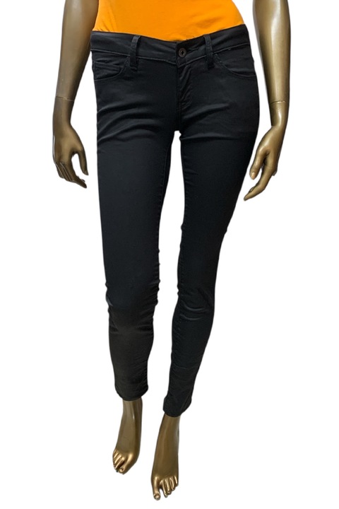 Pantaloni de damă G-Star RAW Lynn Skinny CMF Blanc DNM RW, Talie medie, Crampoane strâmte, Negri, Negru