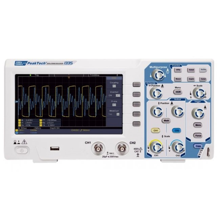 Цифров осцилоскоп Peaktech P1335, 20 MHz, 2 канала, TFT екран 7", 300x150x70 мм