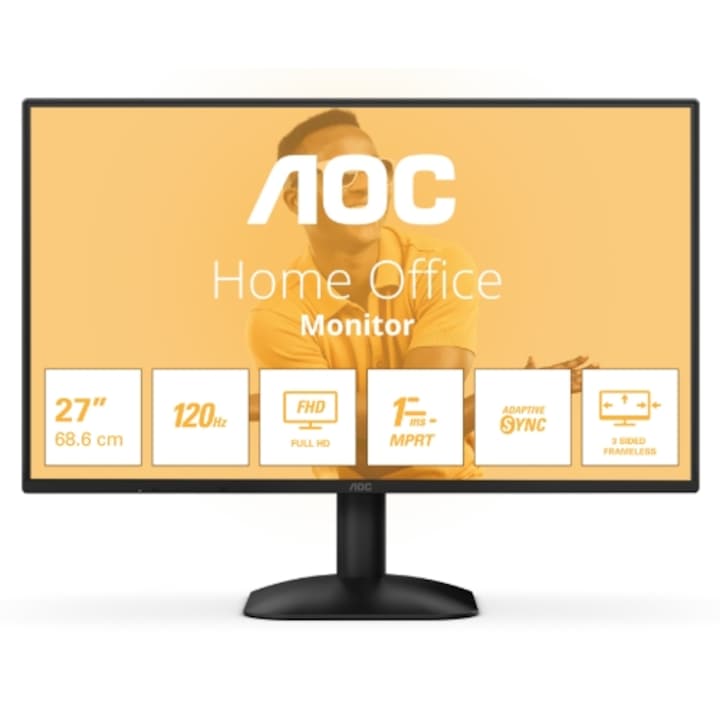 AOC, 27" 27B31H IPS LED monitor, Full HD 1920 x 1080, VGA, HDMI, 120 Hz, 1 ms, fekete