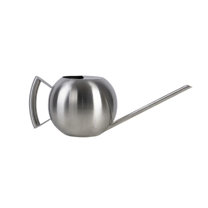 Стоманена лейка, дизайн Esschert, 1,25 л, за прецизно поливане, удобна за употреба, лека, издръжлива, не ръждясва, лесно пълнене, за дома и градината, сребриста