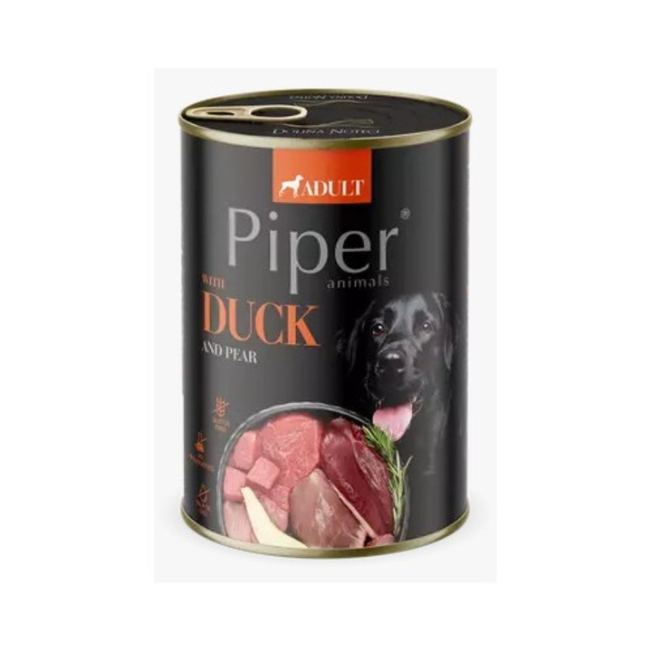 Hrana umeda pentru caini, Piper cu Rata si Pere, 400 gr