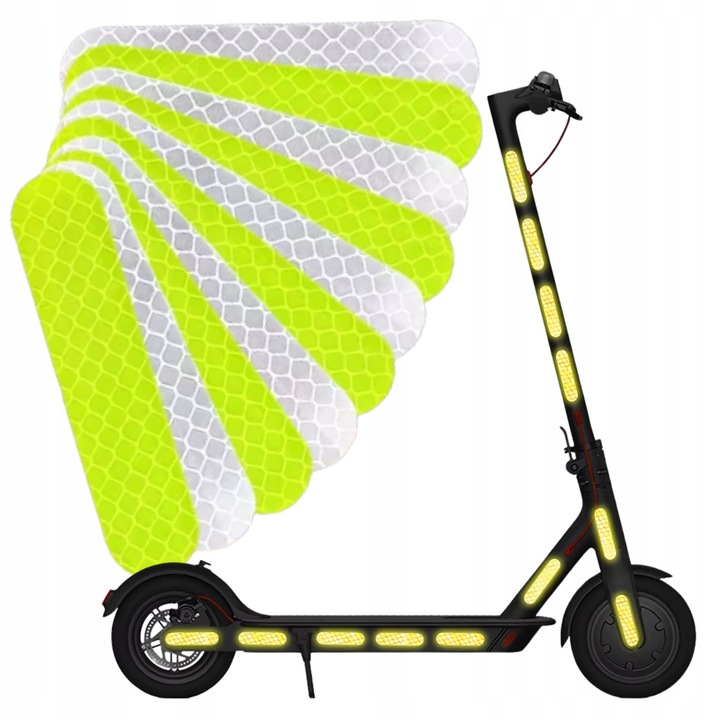 Fényvisszaverő matricák 10 darab, Fit4Med, Biztonsági szalagok kerékpárhoz, sisakhoz, robogóhoz, hátizsákhoz, Könnyen felragasztható, Időjárásálló, Növeli a láthatóságot éjszaka, Univerzális és Tartós