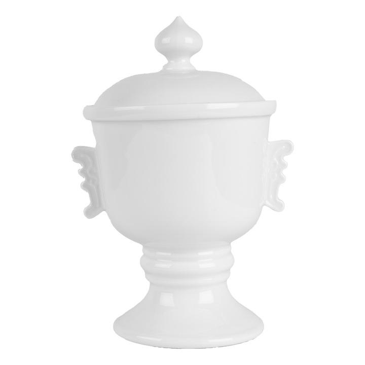 Fehér kerámia befőttesüveg 12x17 cm, 125 ml