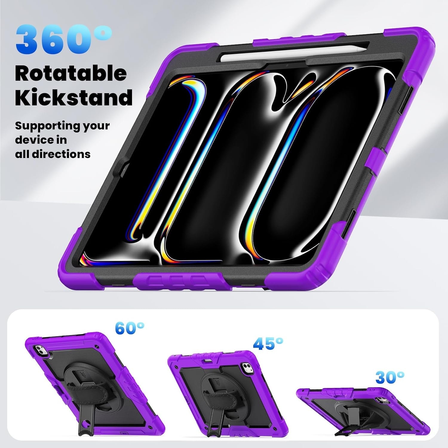 Husa compatibila cu iPad Air4/Air5 10.9 (20/22) iPad Pro 11 (18/20/21) Violet-Negru