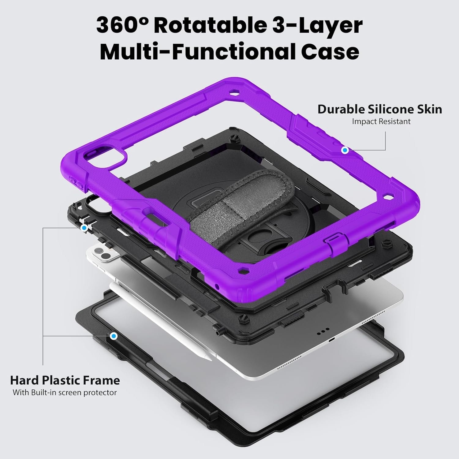 Husa compatibila cu iPad Air4/Air5 10.9 (20/22) iPad Pro 11 (18/20/21) Violet-Negru
