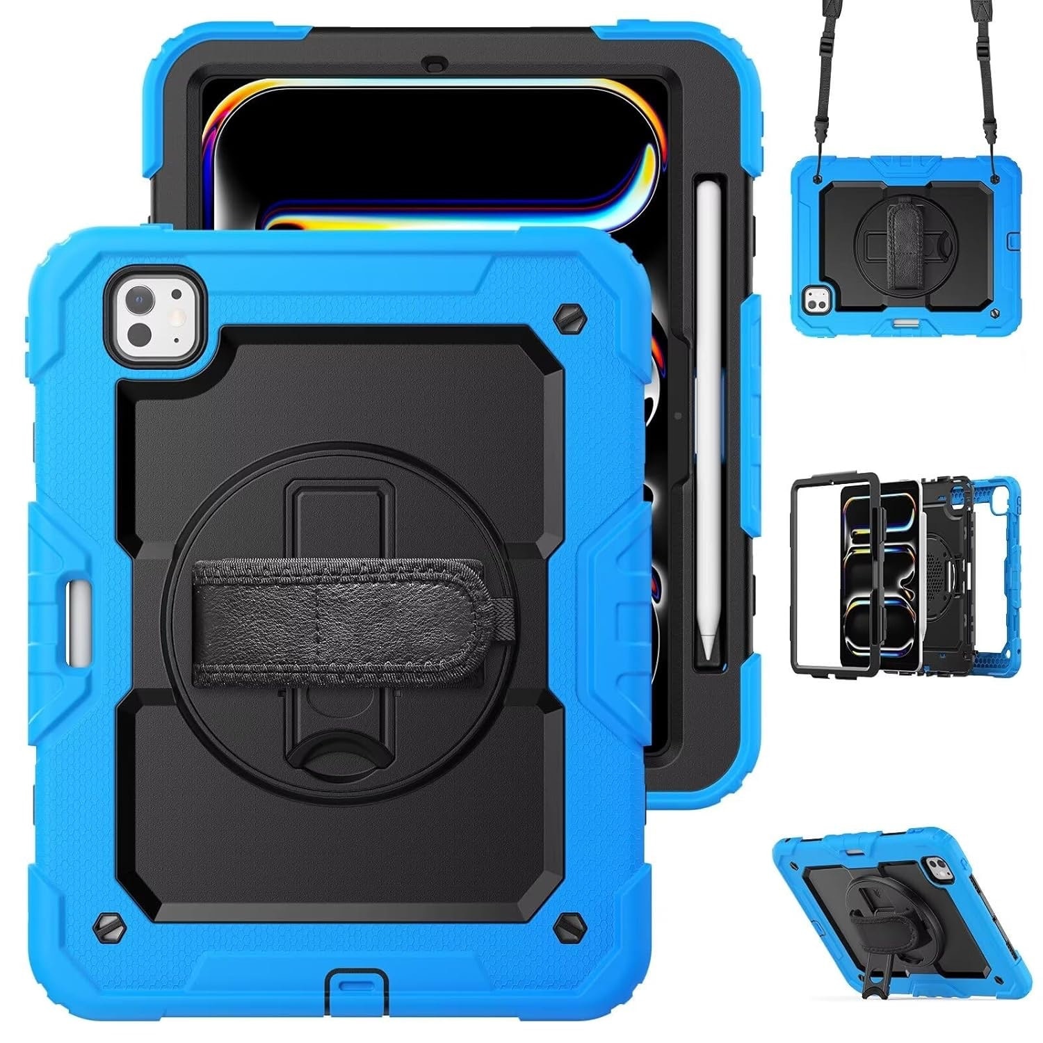Husa compatibila cu iPad Air 4 / Air 5 10.9" si iPad Pro 11" (2018–2022), Smart Cover, Slim, Stand Pliabil, Protectie 360°, Albastru/Negru