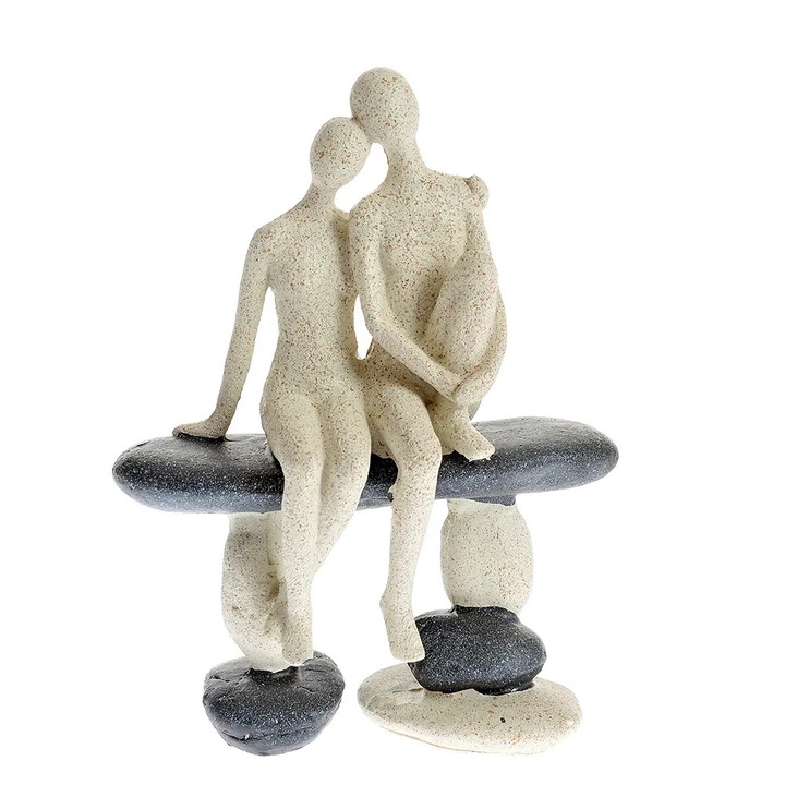 Statueta decorativa Cuplu pe banca, stil minimalist, 20 cm, Meli Melo Paris
