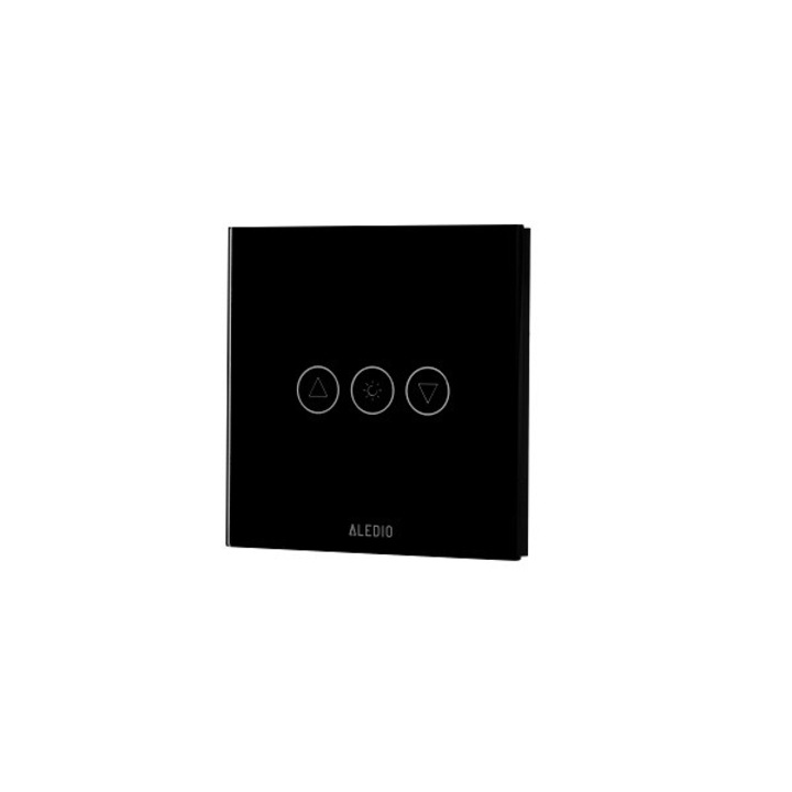 Смарт димируем превключвател, с тъчскрийн, стъклена рамка, WiFi, черен, Aledio A1VWFN