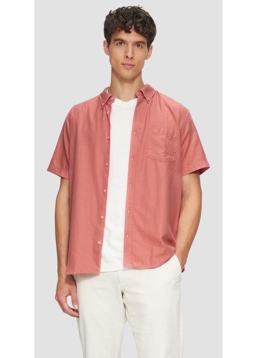 S.Oliver Camasa barbati, Regular fit cu buzunar la piept, Roz pudrat