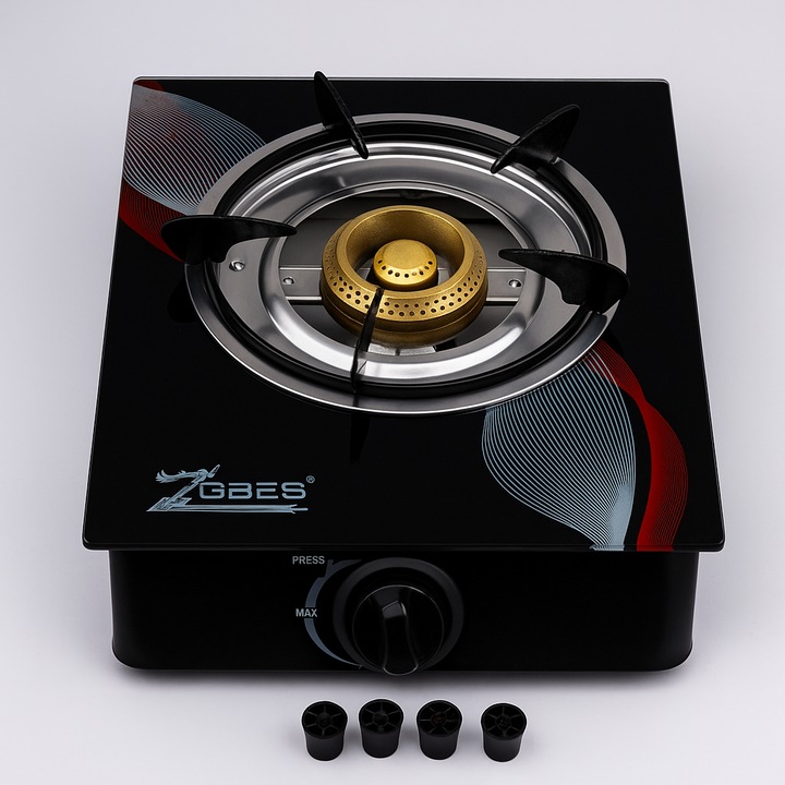 Plita portabila pe gaz, cu un arzator mare, sticla termorezistenta, alimentare GPL butelie