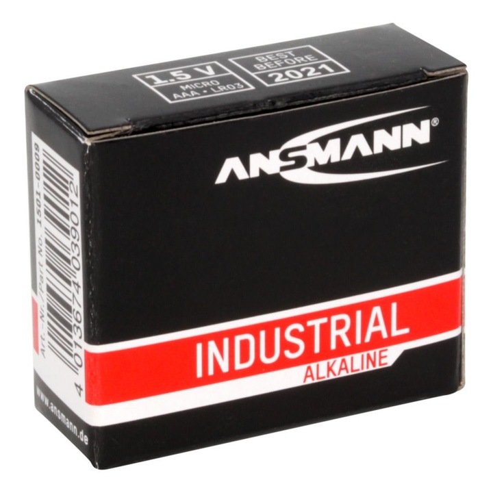 Комплект от 10 батерии, алкални микро AAA, Ansmann, 1.5V, 5 години живот, черен цвят
