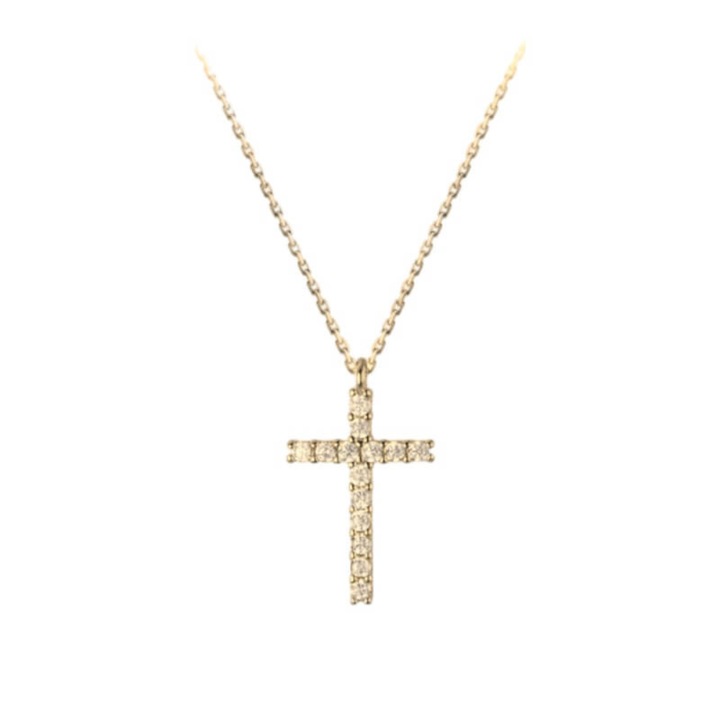 Lantisor din Argint Auriu 925 cu Pandantiv Cruce Aniri, Bijuterie Eleganta cu Lungime Reglabila, Accesoriu Fin pentru Orice Ocazie, Ideal ca Dar pentru O Persoana Draga