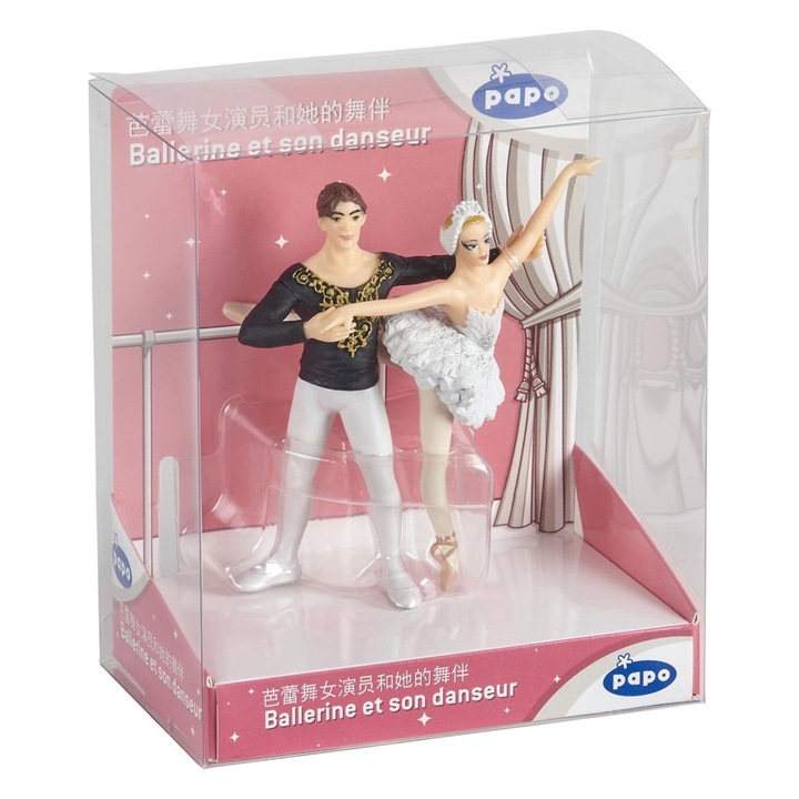 Комплект фигурки „Балерина и нейният приятел“, PAPO, 9x5x10.5 см, за момичета