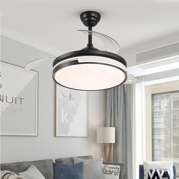 Полилей с вентилатор, ESC-410YY BK, модерен дизайн, черен