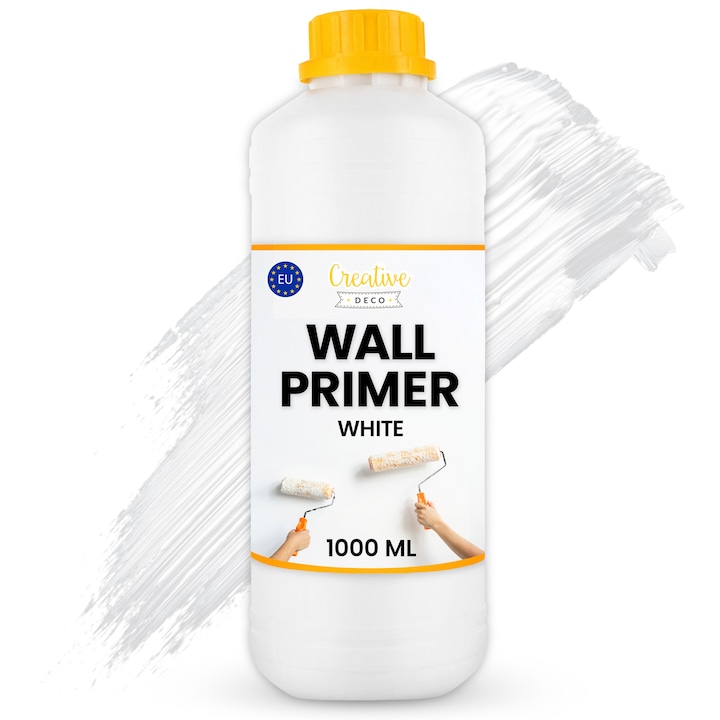 Grund Creative Deco pentru pereti 1L Alb, Fixativ, Izolant, Aderenta buna pentru vopsea, Blocheaza petele, Uscare rapida, Fara solventi, Grund pentru pereti si tavan, Acoperire aprox. 5 m²
