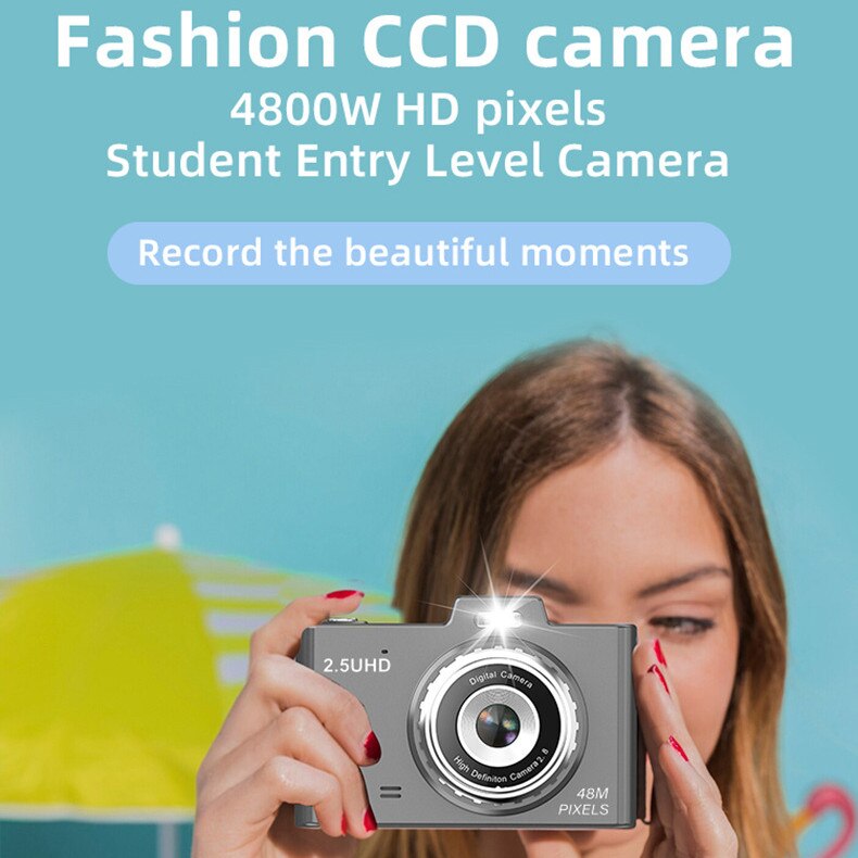 Aparat foto digital compact, ORBER, camere duble fata si spate cu card ...