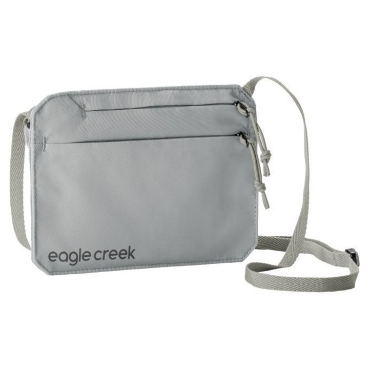 Portofel pentru gat Eagle Creek Underover RFID, gri, 19x13cm, material reciclat, usor si respirabil