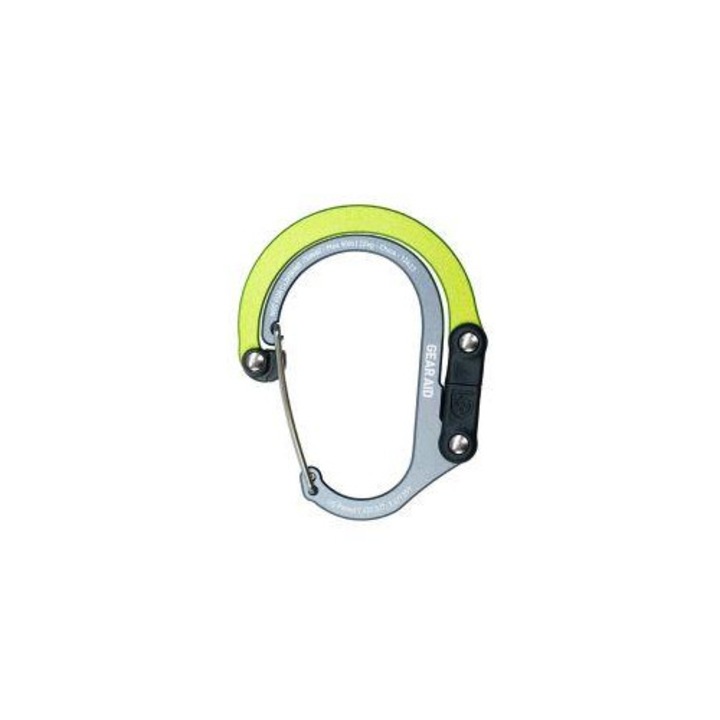 Carabina HeroClip Small GearAid, 360° rotativa, capacitate 22 kg, verde deschis, dimensiuni 6x7.6cm