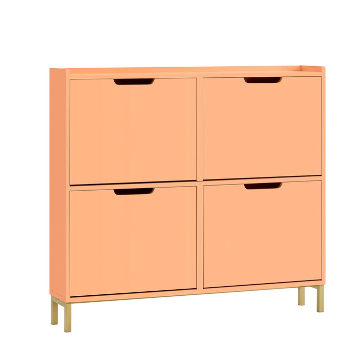 Sobuy FSR100-RS cipős szekrény, 4 összecsukható fiókkal, világos narancssárga, 100x19x90 cm
