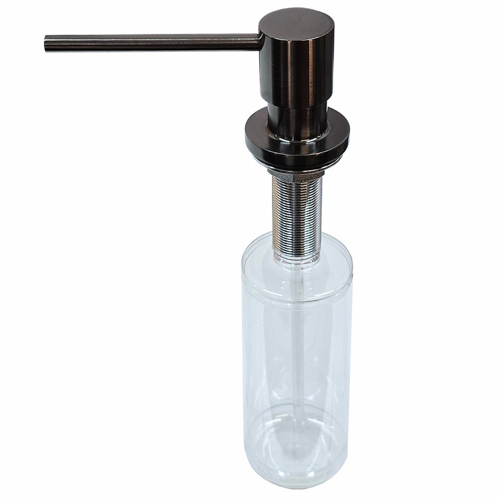 Dozator Sapun CookingAid Tasca 051.SP, inox PVD gri inchis, recipient ABS transparent, 275mm