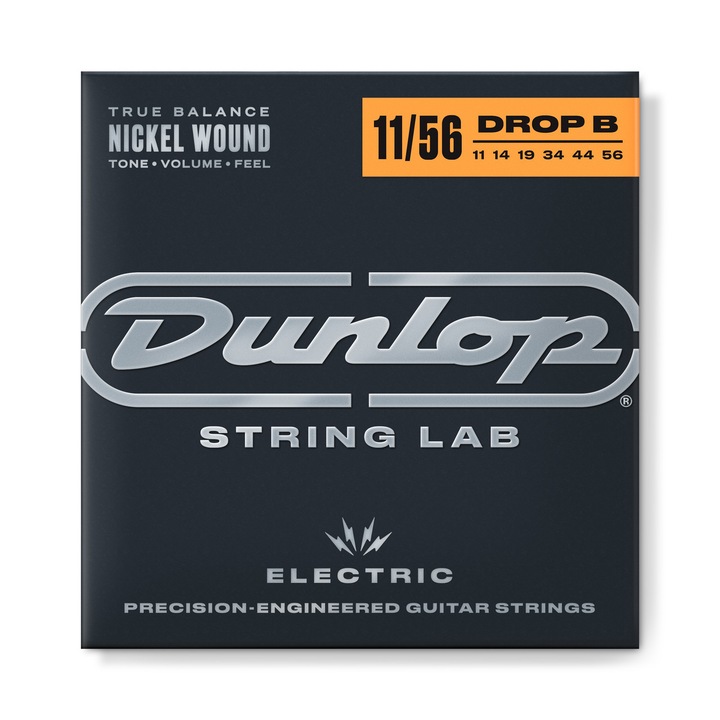 Струни за електрическа китара, Dunlop 11-56 Drop B, никелирани, 6 броя
