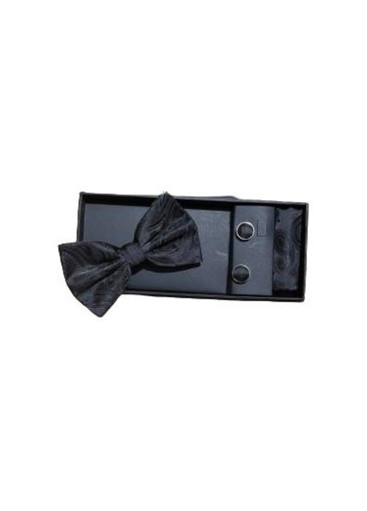 Set Papion/batista/butoni pentru barbati, Negru