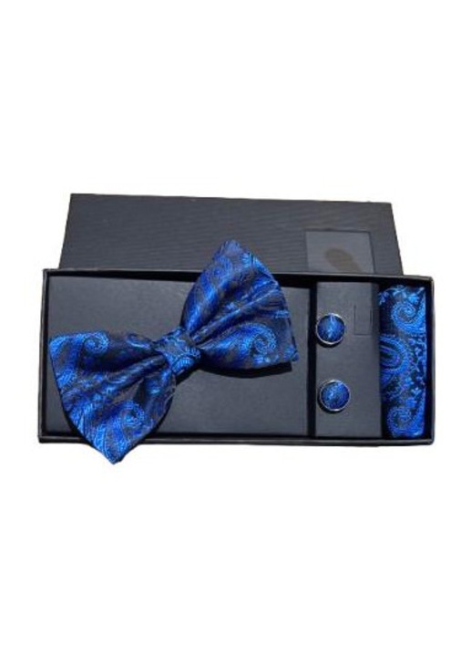 Set Papion/batista/butoni pentru barbati, Bleumarin