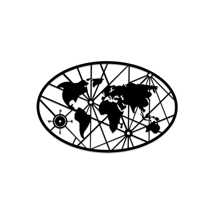 Dekoratív fali kiegészítő, Wallity, fém, fekete