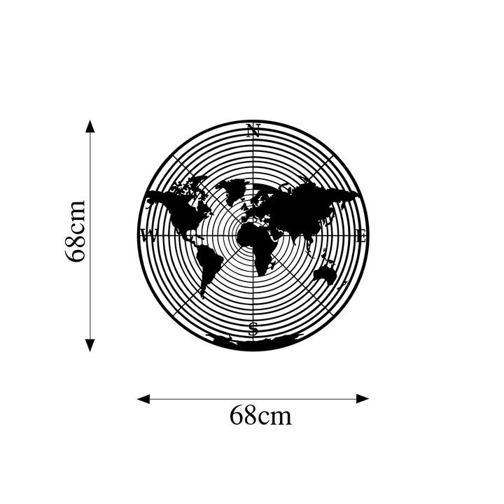 Dekoratív fali kiegészítő, Wallity, fém, fekete