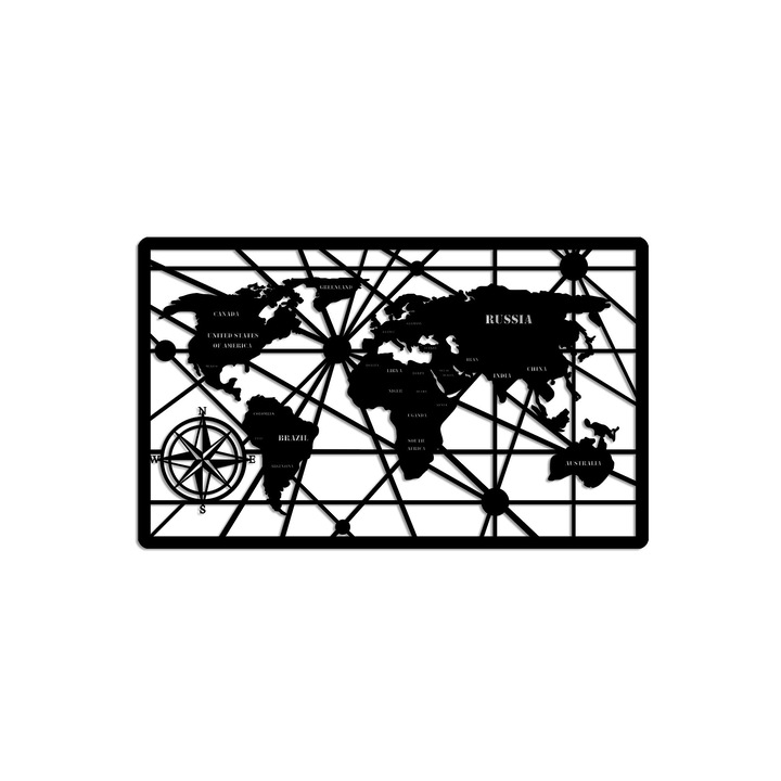 Dekoratív fali kiegészítő, Wallity, fém, fekete