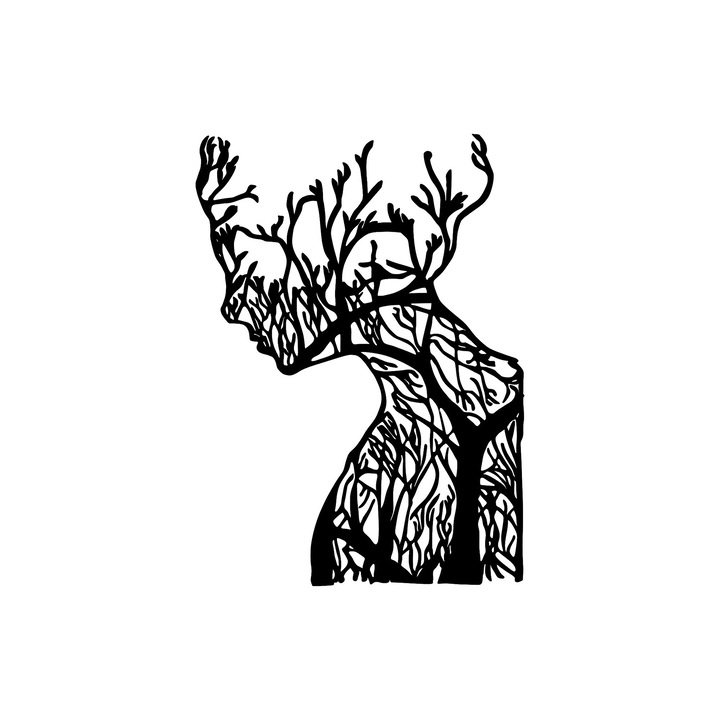 Dekoratív fali kiegészítő, Wallity, fém, fekete