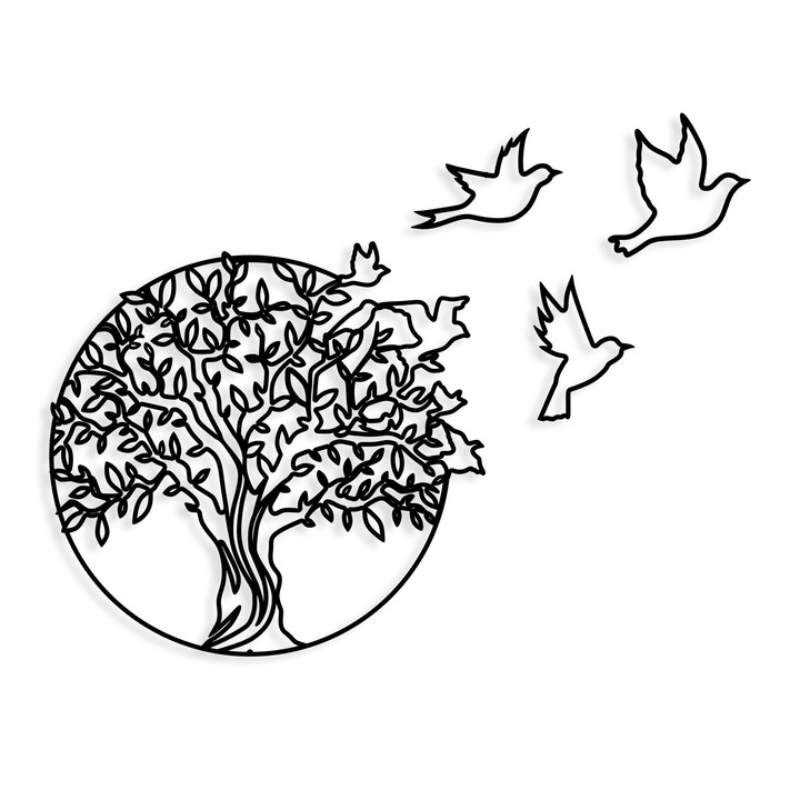 Dekoratív fali kiegészítő, Wallity, fém, fekete