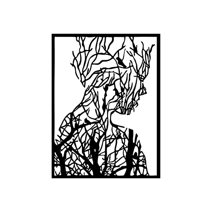 Dekoratív fali kiegészítő, Wallity, fém, fekete