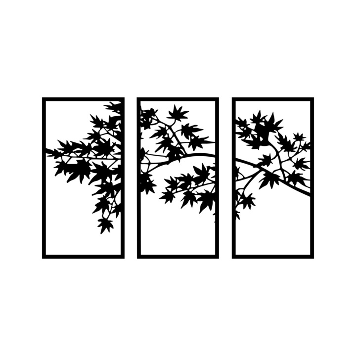 Dekoratív fali kiegészítő, Wallity, fém, fekete